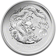 2012 1oz Silver Lunar DRAGON - Lion Privy Mark